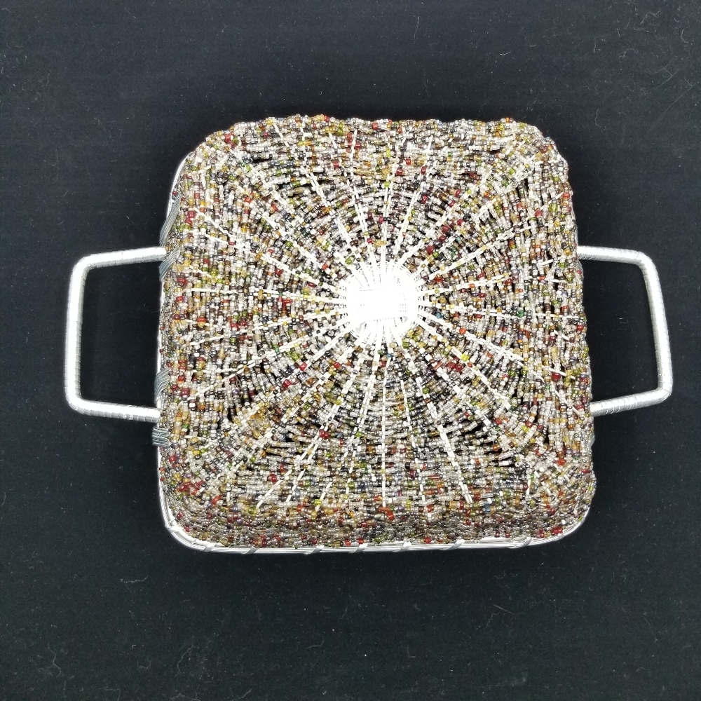 Handmade Square Aluminum Seed Bead Wire Basket - Picture 6 of 12